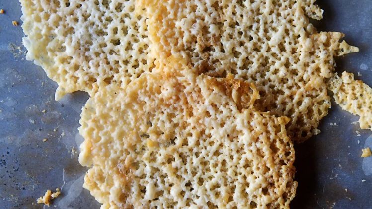 Crispy cheese fricos made with Wagon Wheel or Hop Along cheese, baked until golden and lacy for a light, flavorful snack or garnish.